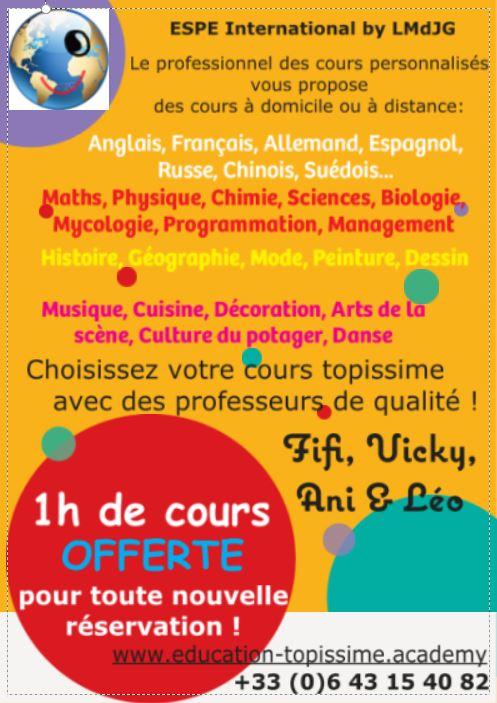 Brochure choisissez votre cours personnalise avec votre professeur topissime espe international by lmdjg recto